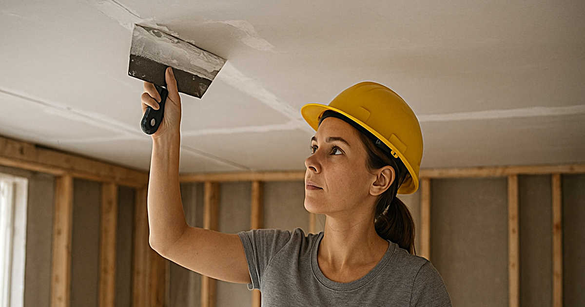 mujer tablaroca construccion